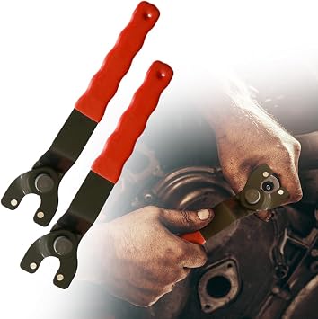 Drkicsy 2PCS Angle Grinder Wrench Thickened Disassembly Tool Adjustable, Lock-nut Grinder Wrench Adjustable Grinder Wrench Locknut Wrench Grinder Tool, Angle Grinder Socket Wrench Pin Wrench Red