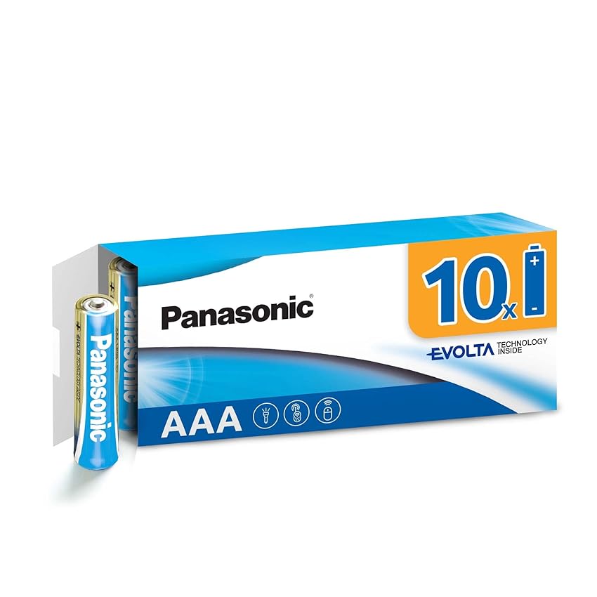 Immagine del prodotto Panasonic EVOLTA TECHNOLOGY INSIDE, AAA Micro LR03, confezione da 10 in imballaggio privo di plastica, 1,5 V, batteria con energia a lunga durata, batteria alcalina
