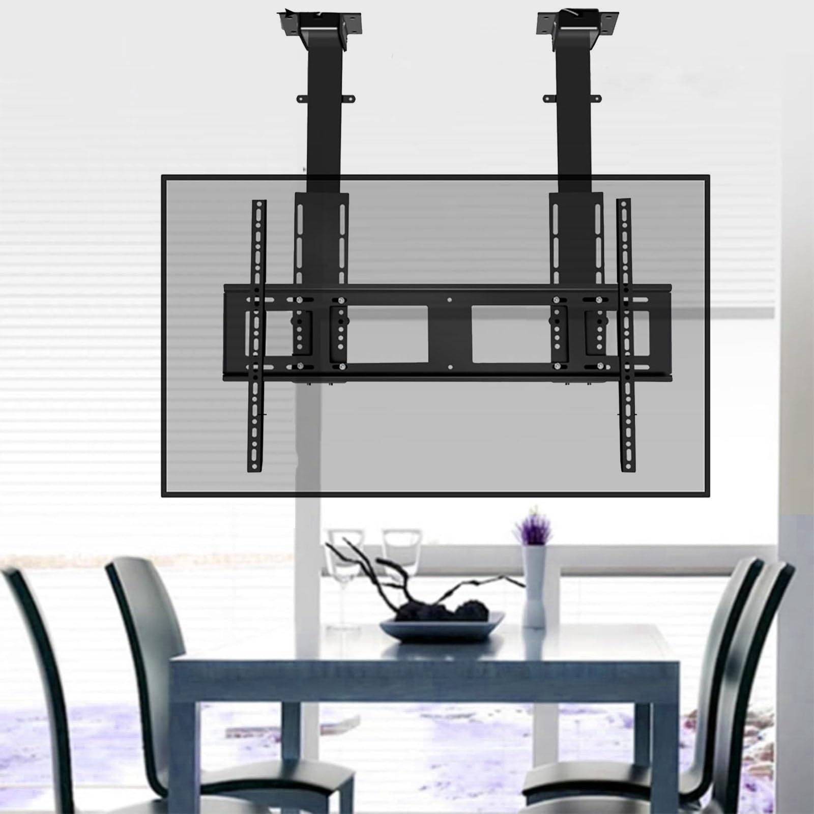 Supporto da Pavimento per TV LCD - Supporto Elettrico da soffitto per TV, Supporto TV Regolabile in Altezza, con Telecomando, Adatto per TV da 55-120 Pollici con FO,730-1730mm