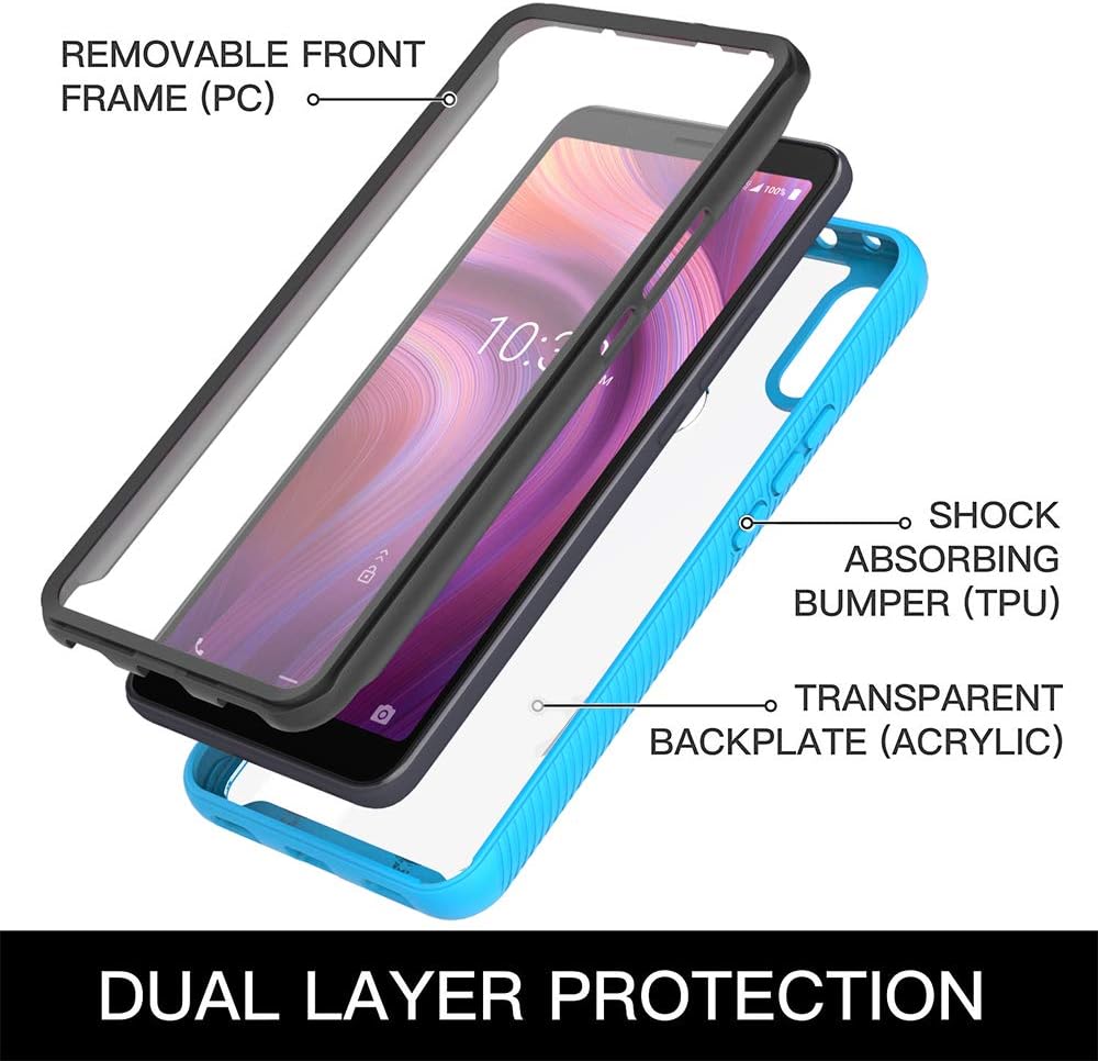 ONOLA Designed for Alcatel 3v 2019 Case,Three Defense Built-in Screen Protector Crystal Clear Slim Fit Full Body Shockproof Cover for Alcatel 3v 2019 Phone (Light)