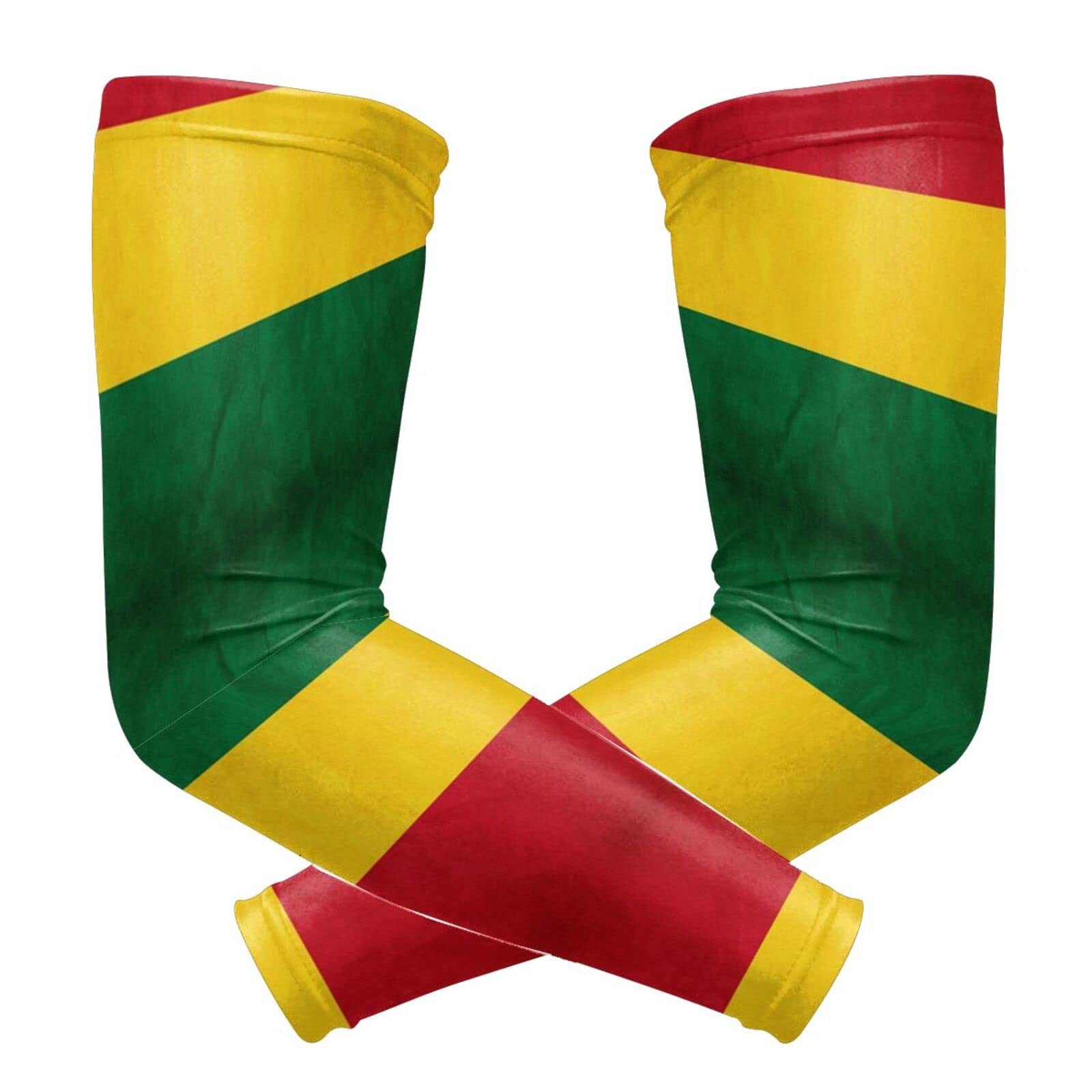 ZGXJJPP Reggae Rasta Flag Arm Sleeves for Men or Women - Tattoo Cover Up - Cooling Sports Sleeve for Basketball Golf Football