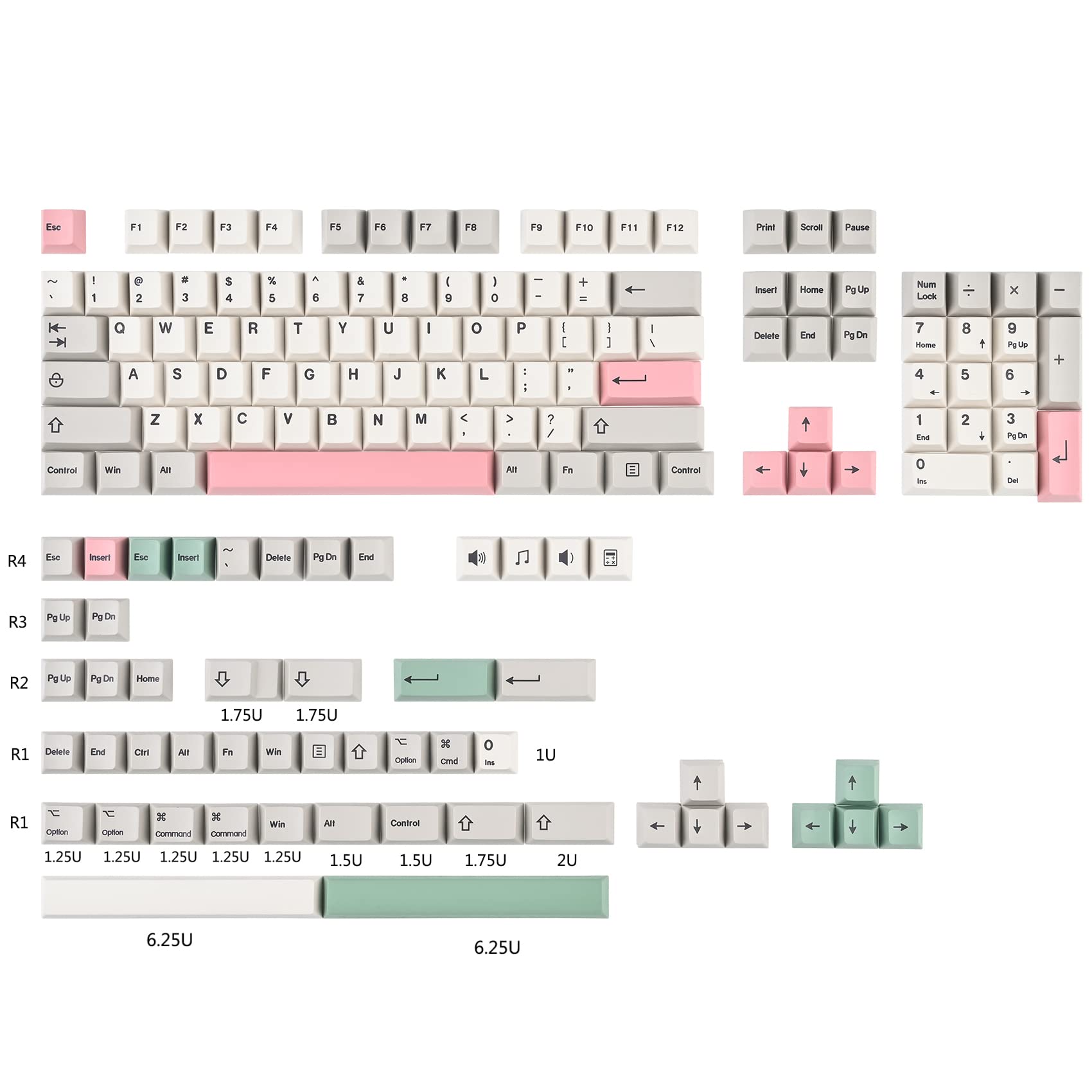 Guffercty - Kred - Lot de 158 touches rétro en PBT avec profil Cherry pour clavier mécanique à commutateur Cherry MX 60 %, style « 9009 »