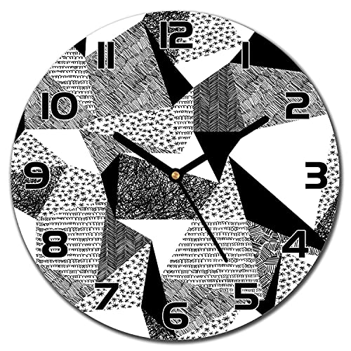 Horloge en verre 30 cm Scribbles Triangles déco moderne salon