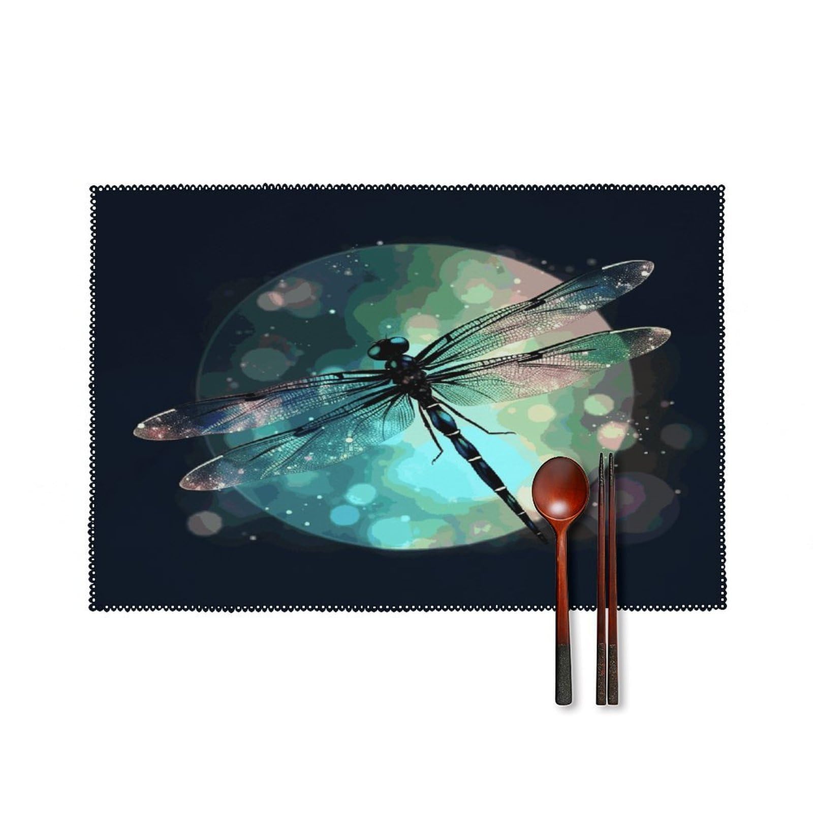 Fekiloot Style Galaxy Animal Dragonfly Placemats Set Of 6,Table Mat