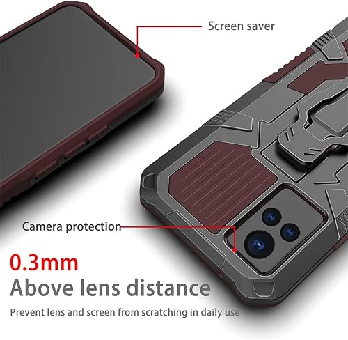 Miniatura 6 de Funda de abrazadera compatible con Vivo V21, resistente para deportes al aire libre, soporte magnético, funda protectora de PC + TPU para Vivo V21