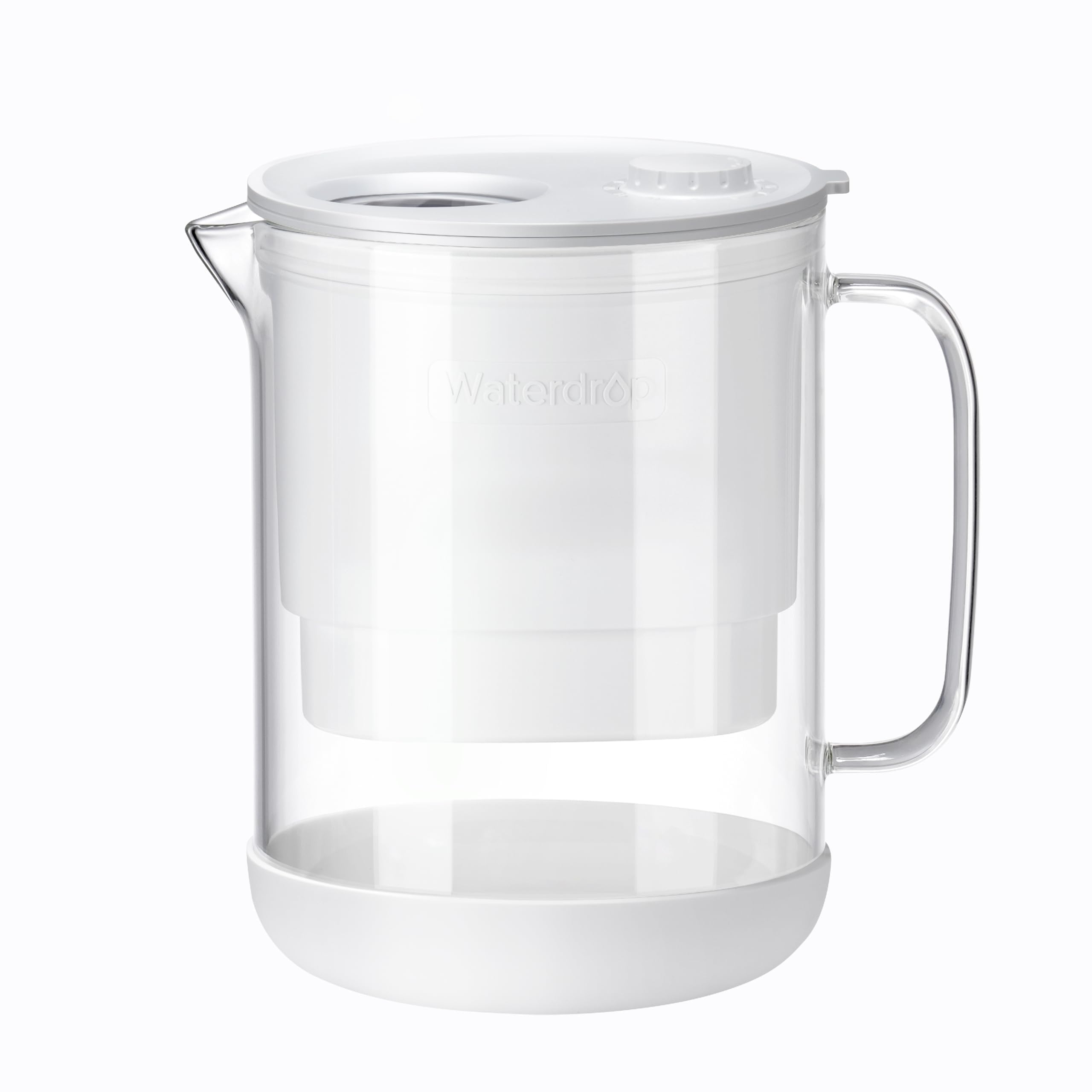 Waterdrop 𝐆𝐥𝐚𝐬 Wasserfilterkanne, 1.5L Wasserfilterkanne mit 2-Monats-Filter, NSF 53&42&372 Zertifiziert, Reduziert PFOA/PFOS, Chlor, Cadmium, Kupfer, Quecksilber, WD-PT-72W