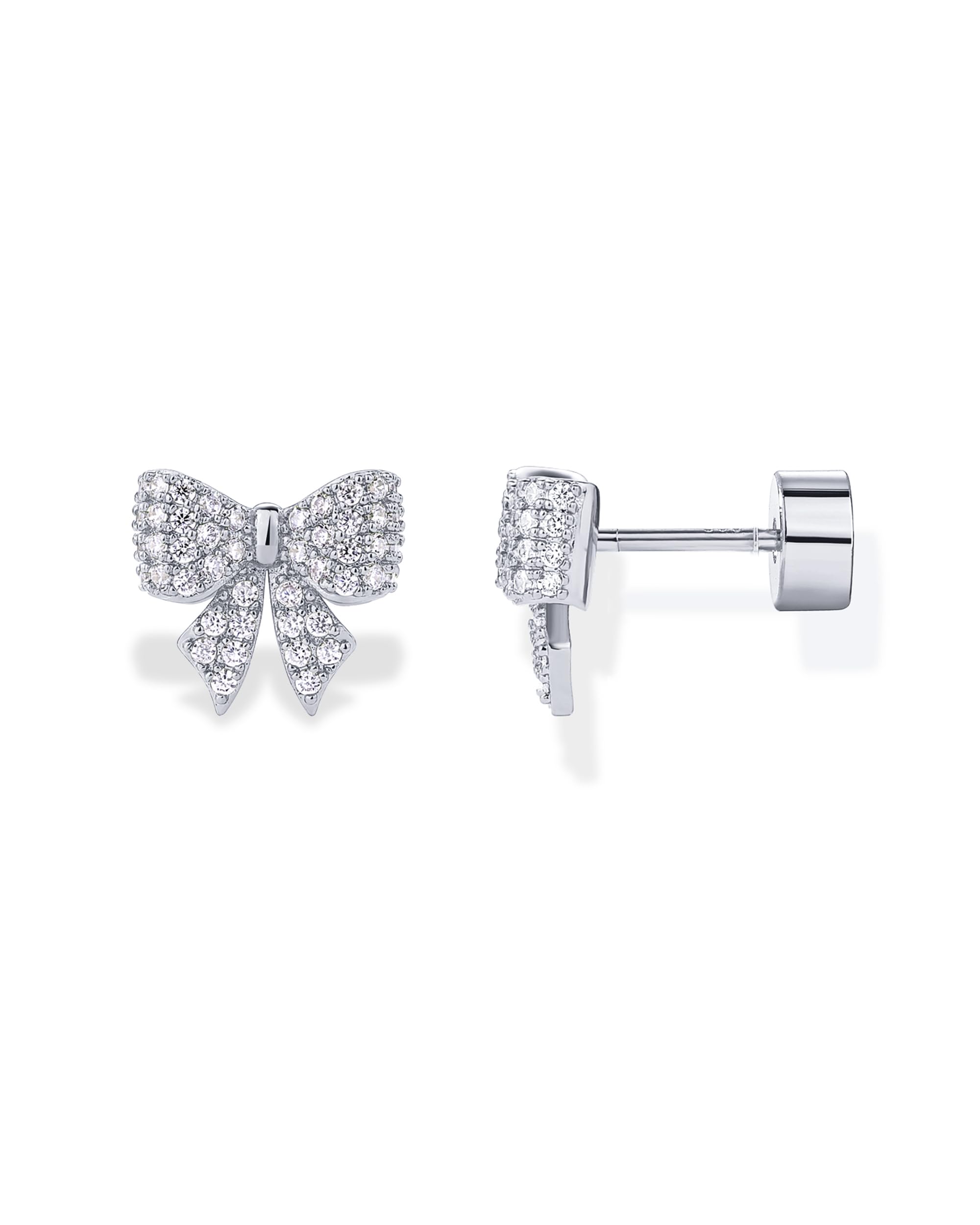 PAVOI Dainty Flat Back Earrings for Women, 14K Gold Plated CZ Stud Piercing