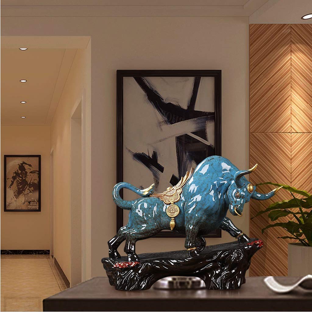 Amazon.co.jp: 家の装飾、雄大で強力な大きな角のある雄牛のセラミック