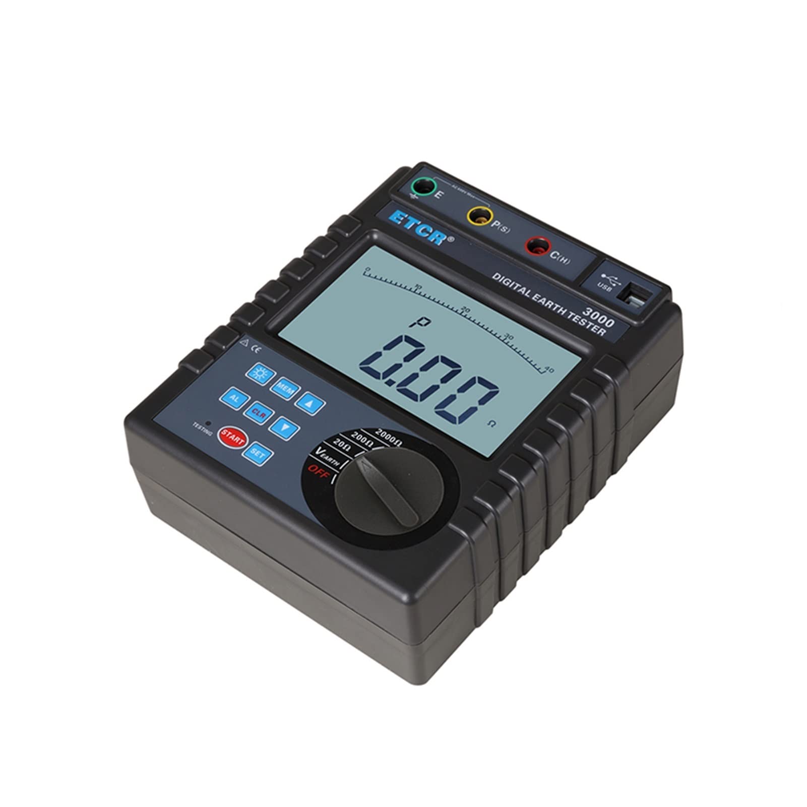 ETCR3000 Montage numérique Multimètre 0,01 ohm ~ 2000 ohm Tester électrique de discours de résistance de terre numérique de 2000 ohm