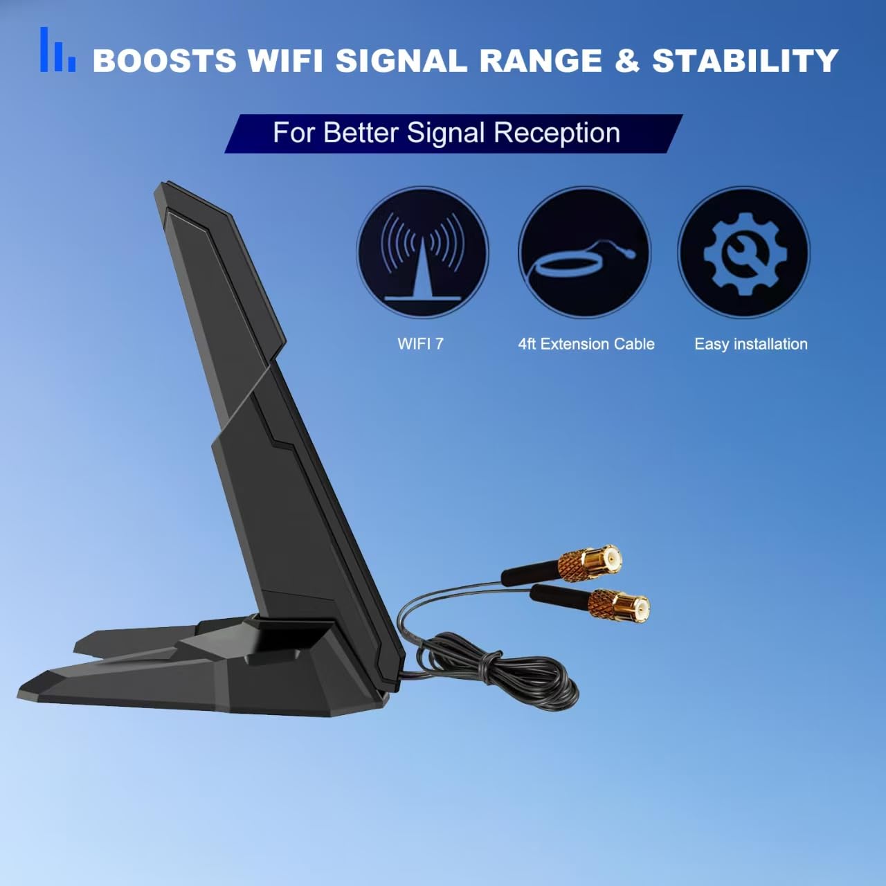Carte mère de jeu WiFi 7 - Base magnétique - Antenne de rechange longue portée pour MSI MAG X870 Z890 Tomahawk/MSI MPG X870E Carbon / X870E Edge / B850 / B850-P Series Carte mère de jeu WiFi 7
