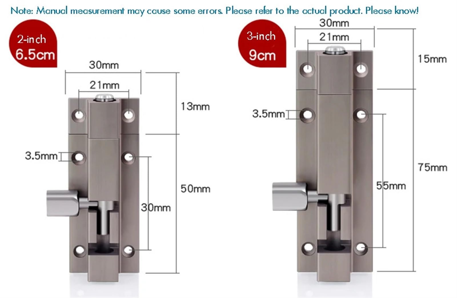 Verrou Porte Exterieur 1Pcs Safety Guard Latch Slide Lock Door Drawer Barrel Bolt 2Inch/3Inch Silver Thick Aluminum Alloy Open With Screw(3 inch)