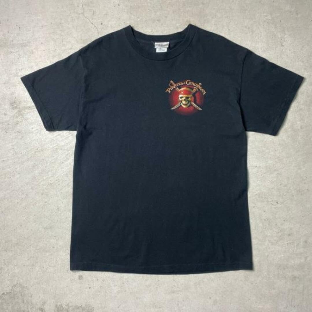 Pirates of the Caribbean Tシャツ XL 00s Pirates of the Caribbean Print S/S Tee 黒 M パイレーツ