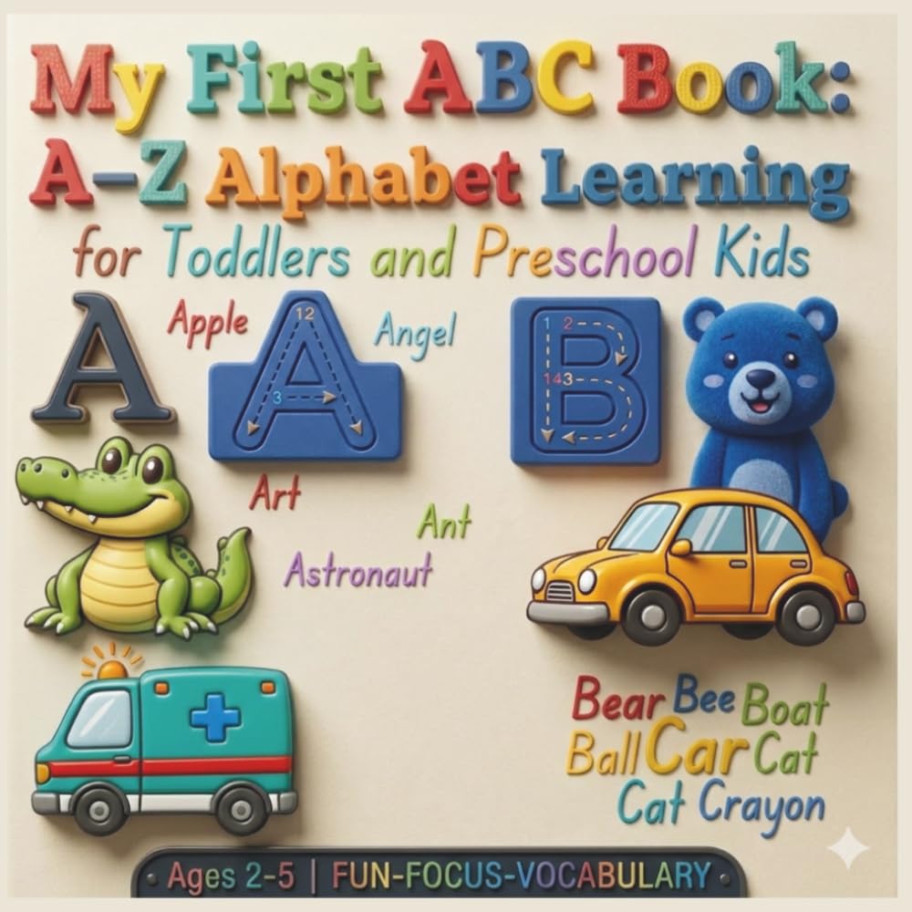My First ABC Book: A–Z Alphabet Learning for Toddlers and Preschool Kids: Fun and Colorful ABC Picture Book with Animals, Objects, and First Words for Ages 2–5