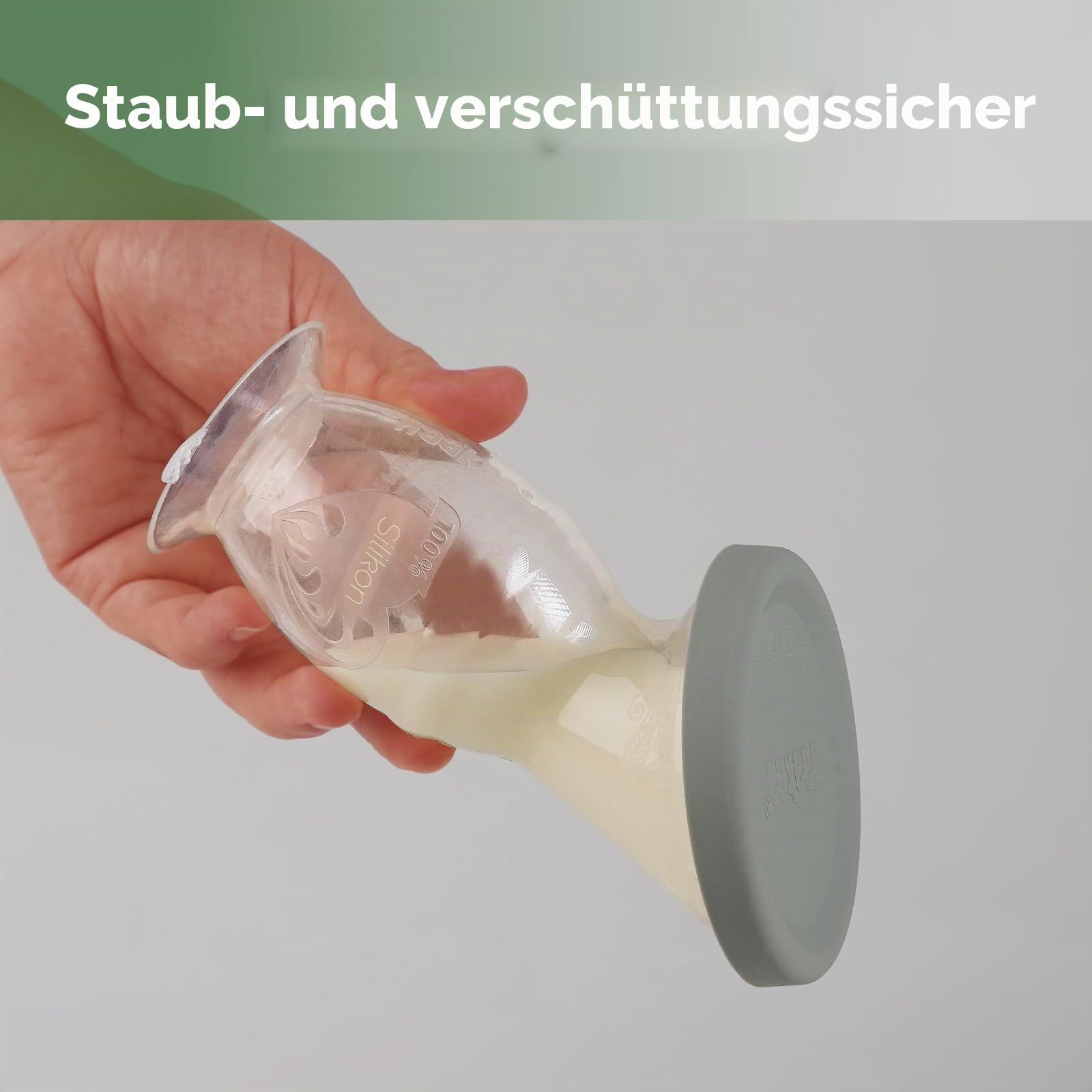 haakaa 100 ML Handmilchpumpe mit Silikondeckel und Saugfuß, Transparent Manuelle Brustpumpe, Silikon Milchpumpe & Muttermilchauffänger, Gesund und Harmlos
