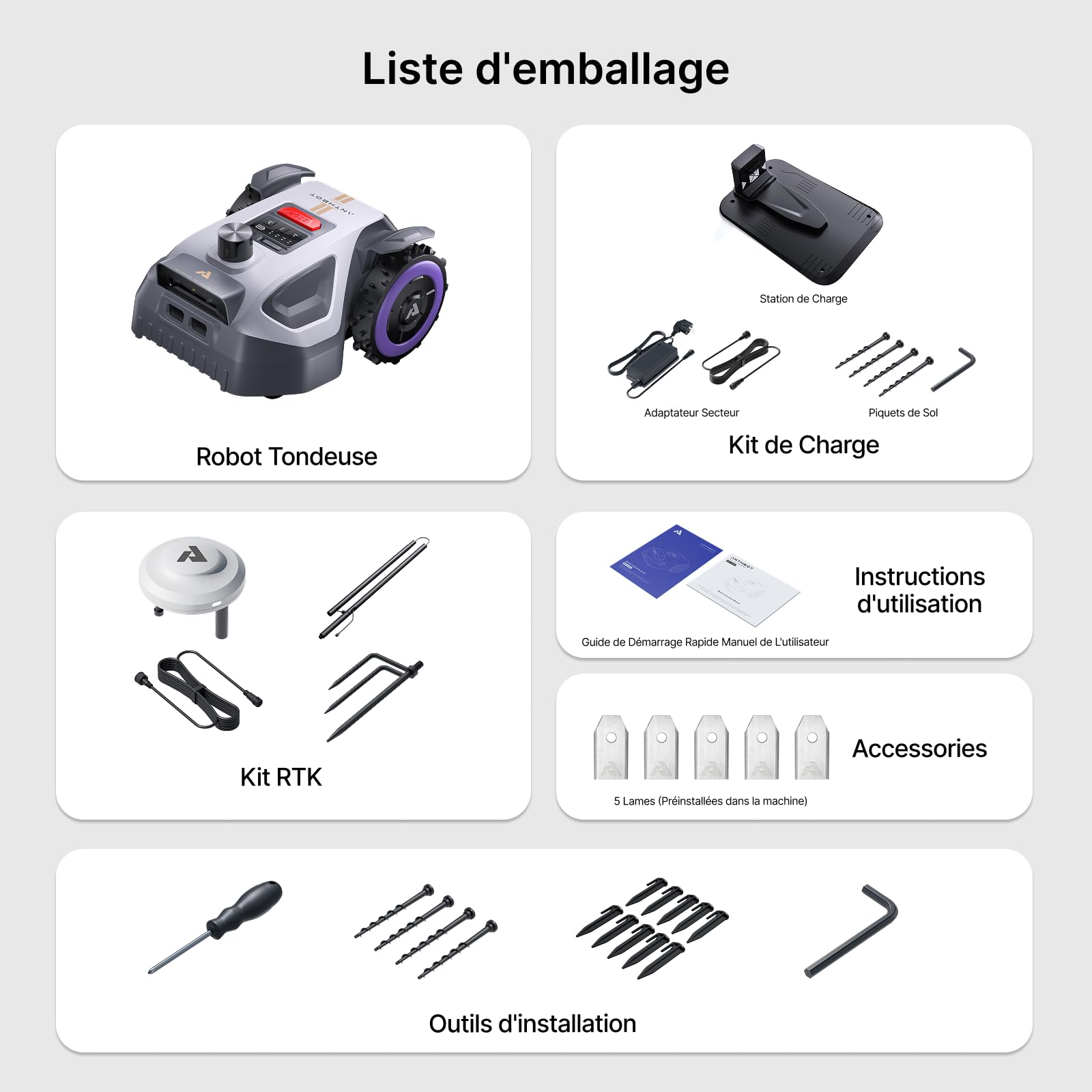 ANTHBOT M9 Pro Tondeuse Robot - 1000㎡，360° LiDAR, NetRTK, 4G, Double Caméra, 5000mAh, 150㎡/h, HDR Vision IA, Cartographie Automatique & Manuelle, Prêt à l'emploi, Gestion Multi-Zones, IPX6, ≤58dB | Double Caméra, 5000mAh, 150㎡/h, HDR Vision IA, IPX6