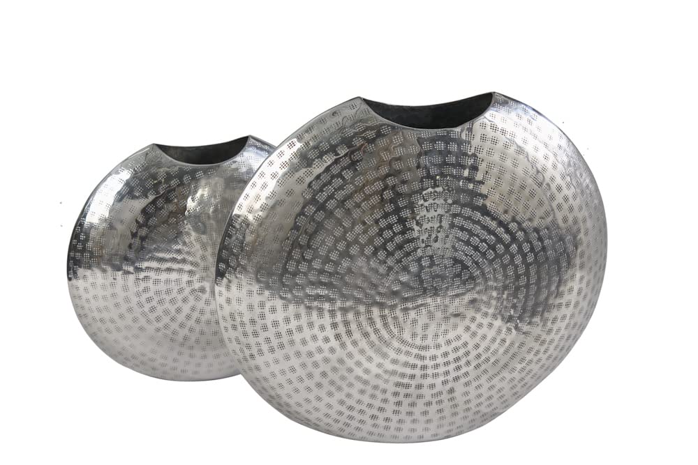 Elegantes Vasen 2er Set Oriental 44cm Silber Hammerschlag Design Vase Dekovasen Wohnaccessoire Dekoration