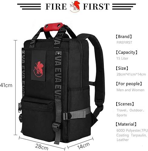 Miniatura 6 de FIREFIRST Neon Genesis Evangelion - Mochila para laptop de 15.6 pulgadas, mochila de viaje y ocio, Negro -, Neon Genesis Evangelion