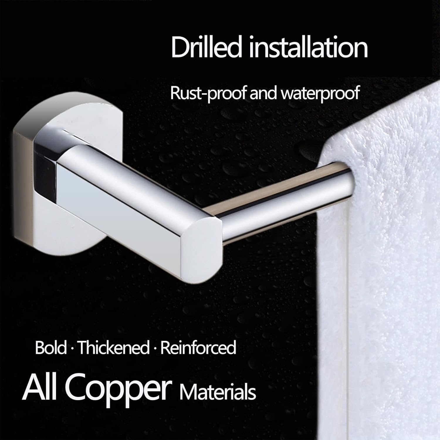 Hand Towel Holder,Bathroom Towel Holder, Single 30cm-80cm Drilledinstallation Wall Mounted All Copper Towel Rack Holder with Double Hooks Bathroom Kitchen Hardware Accessory(SZ:30cm) ( Color : Multi c