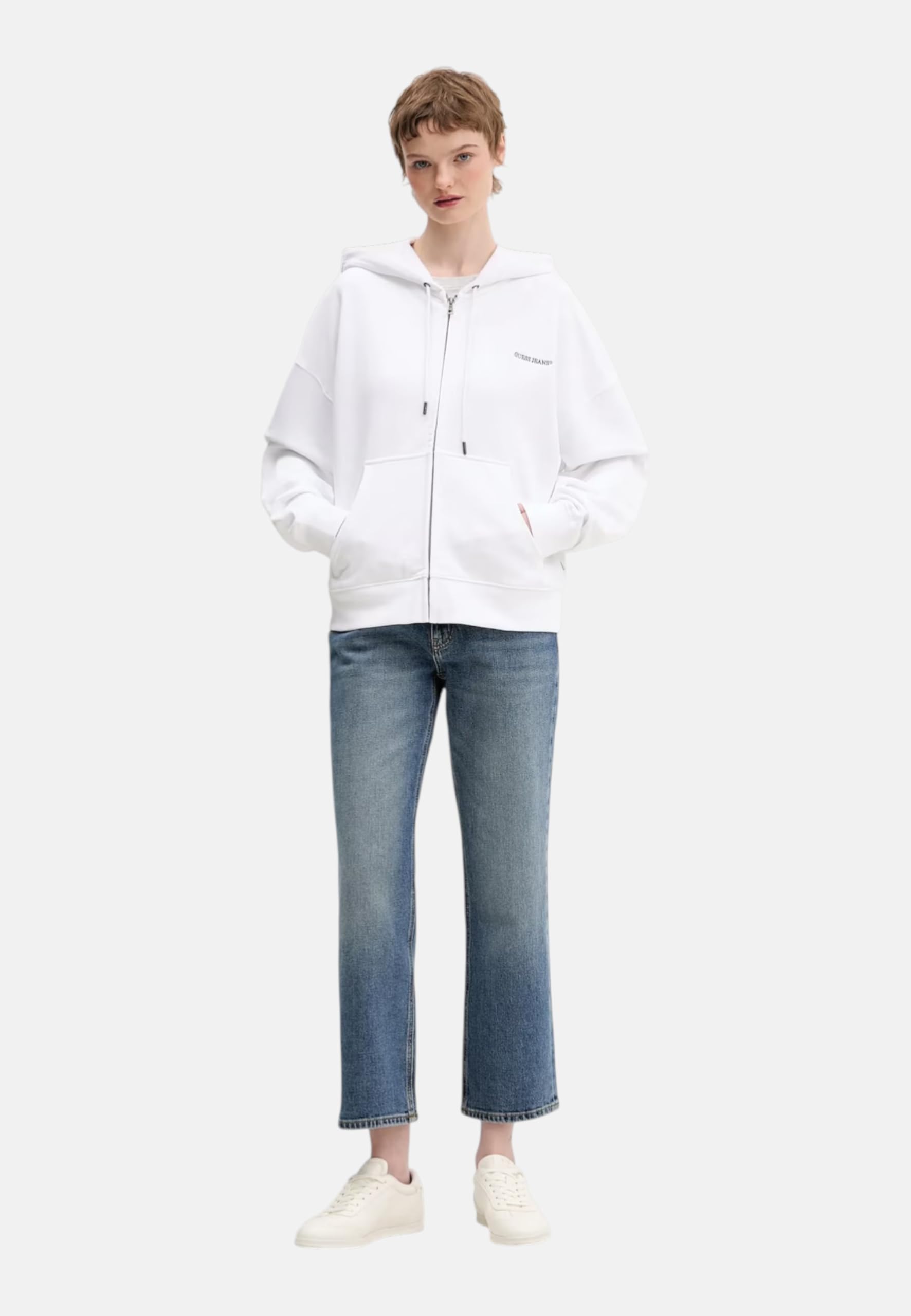 GUESS W6RQ32K68I4 Sweat zippé en coton pour femme