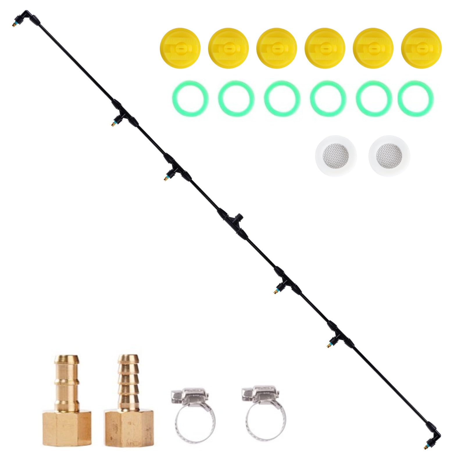 6-Nozzle Polyethylene Boom Wand, 7.5 Ft ATV Sprayer Boom with 2 Types of Nozzles & 2 Brass Fittings, Detachable Wide-Coverage Spray Attachment for Gardens, Farms, Tractors/UTVs