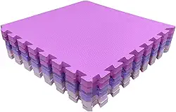 Kit 6 Tapete Tatame Eva + Bordas de Acabamento Loja da Maria 50x50x2cm 20mm Tons de Menina