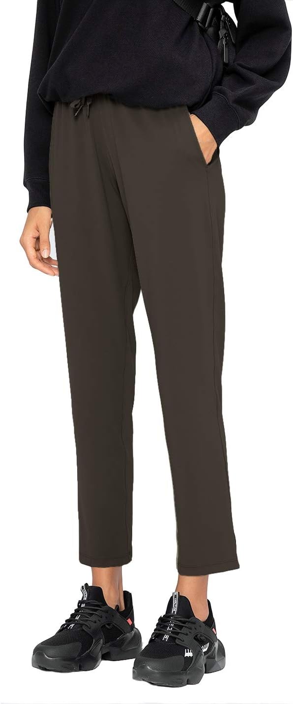 AJISAIPetite/Regular Women's 7/8 Joggers Travel Pants with Pockets Lounge Casual Stretch Workout Pants
