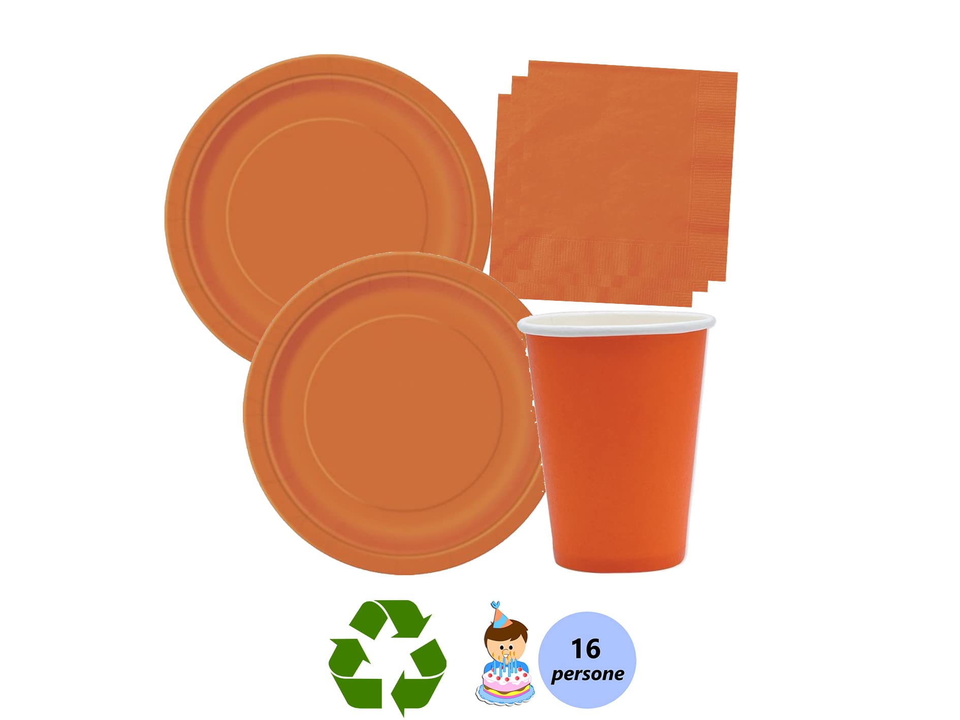 Kit Festa Milan Per 16 Persone | Piatti, Bicchieri E Tovaglioli Biodegradabili - Foto 7