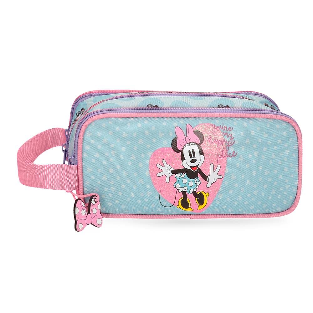 Disney Minnie My happy place Estuche Triple Azul 22x10x9 cms Poliéster
