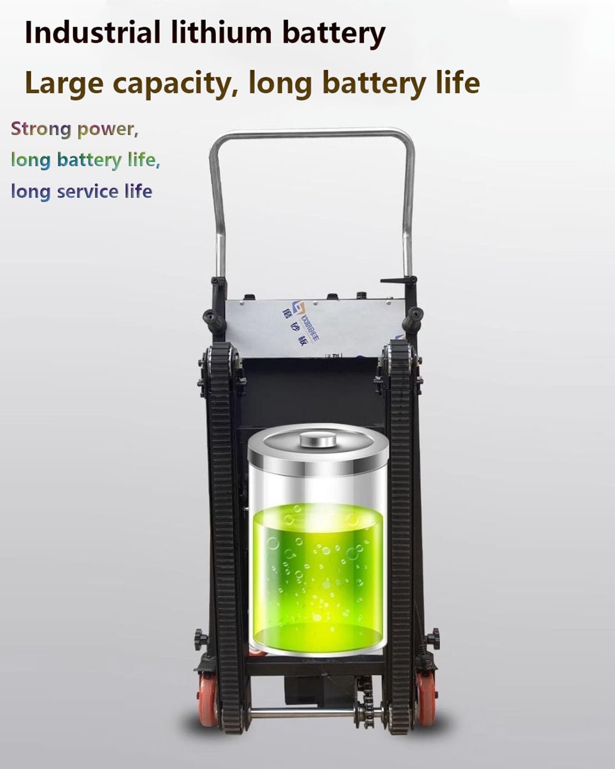 Montascale Tipo Cingolato,Carrello Saliscale Pieghevole Con Cingoli In Gomma,Montascale Elettrico Cingolato,Con Maniglia Telescopica,Batteria Rimovibile Da 48 V/18 A,500W