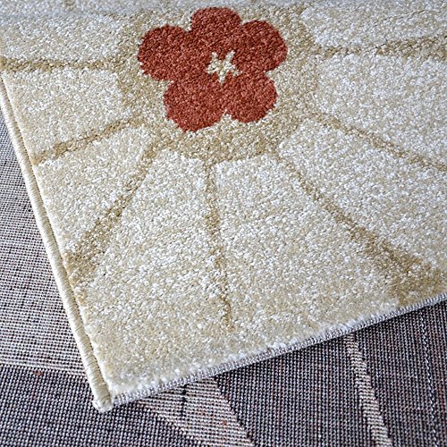 Tapis rectangle de chevet MU Home en fibre chimique motif fleurs pour salon