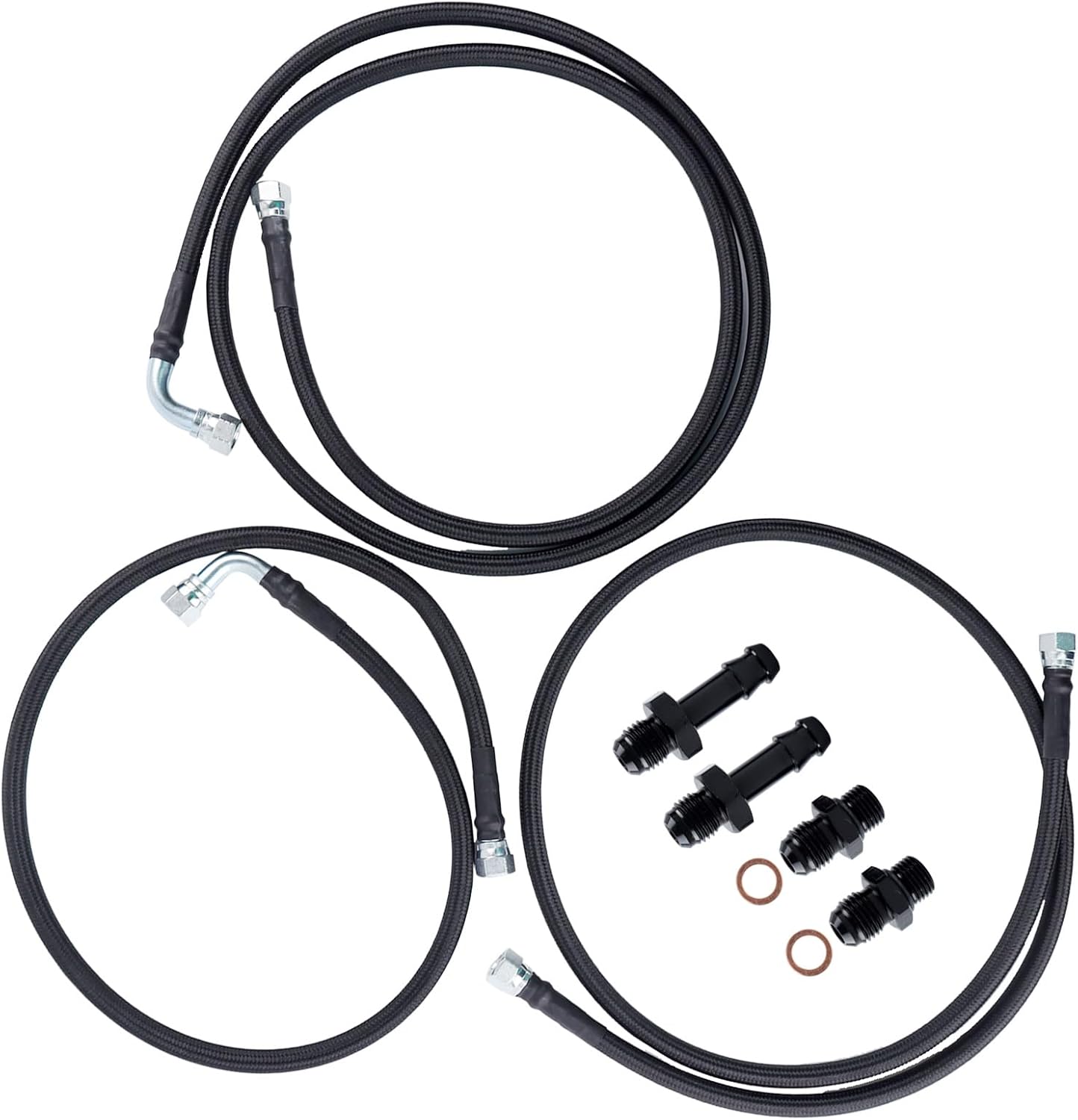 MUCO Flexible SS Braided Transmission Cooler Lines Kit for Dodge Ram 2500/3500 Cummins 5.9L with 48RE Transmission 2003 2004 2005 2006 2007