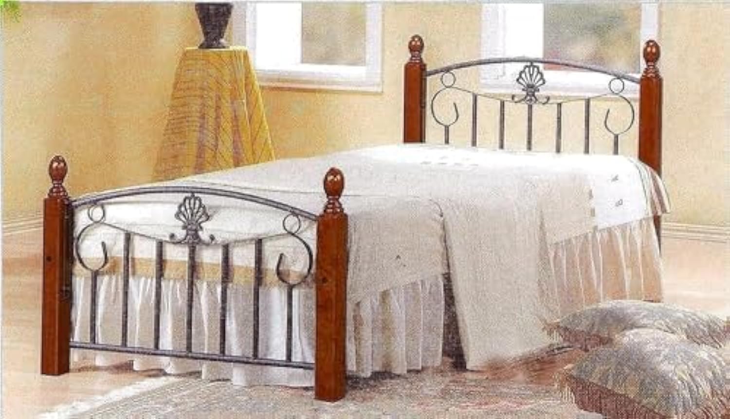 Galaxy Wooden Steel Single Bed, Natural Brown Legs - 90 x 190 cm GDF-3888NBR