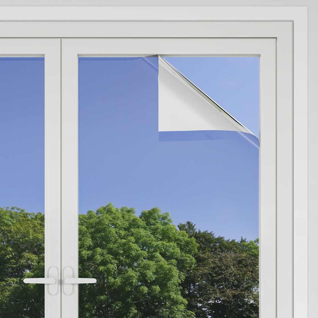 Protector Solar Reflectante para Ventanas Plateado 60x2000cm PVC Adhesión Estática Antideslumbrante Reducción de Calor Película de Protección de Visión Ahorro de Energía Interior