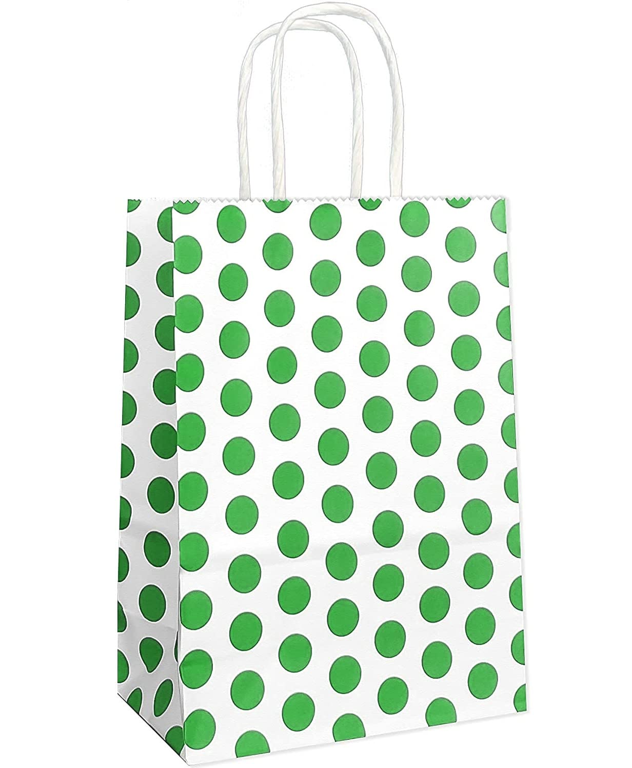 HOUSAI PAPER BAGS 15 Polkas Kraft Paper Bags With Twisted Handles Suits In Gifting Shopping Food Packing(Green)