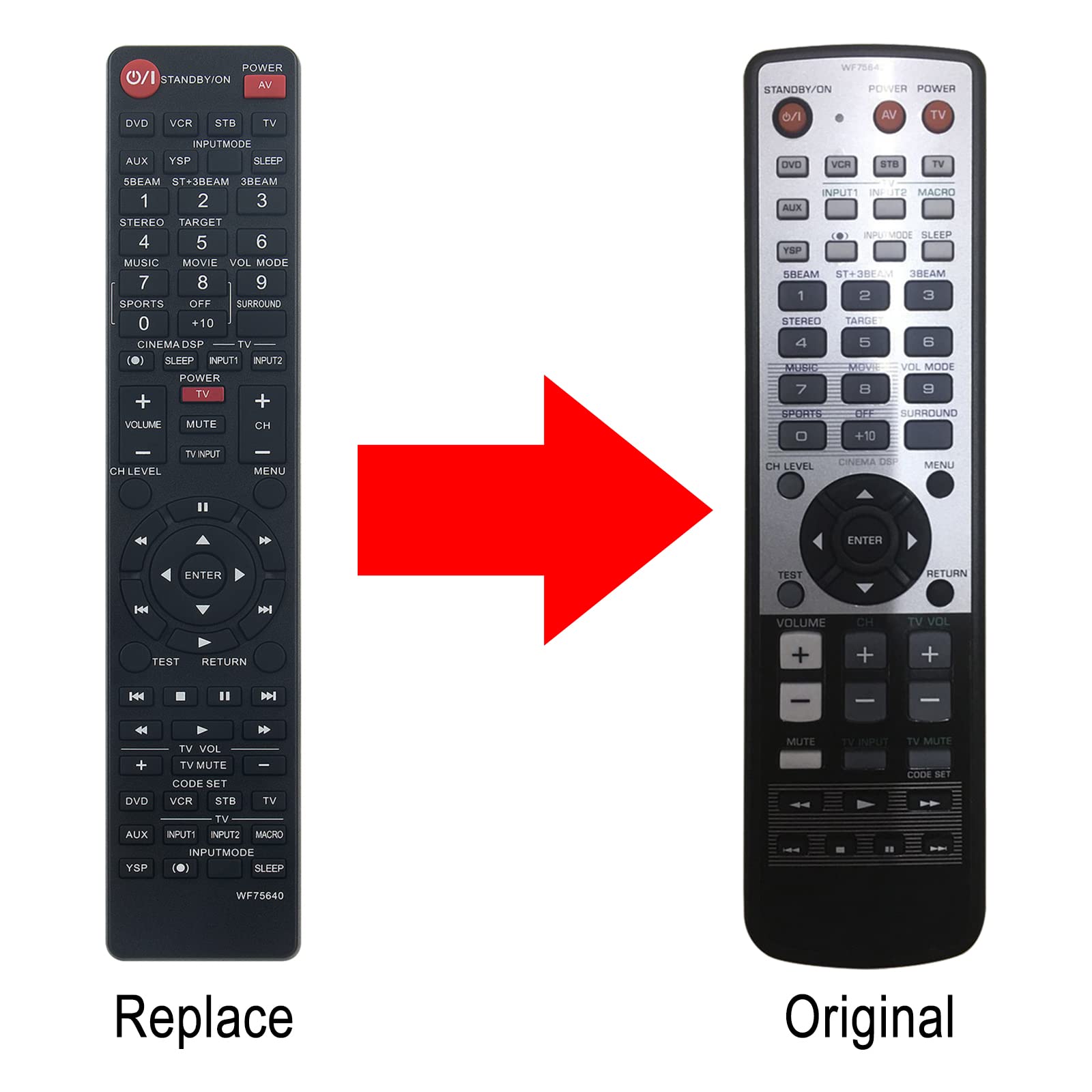 VINABTY Telecomando Di Ricambio VCQ9140 Per Soundbar Yamaha YAS-109, YAS-209, ATS-2090, ATS-1090