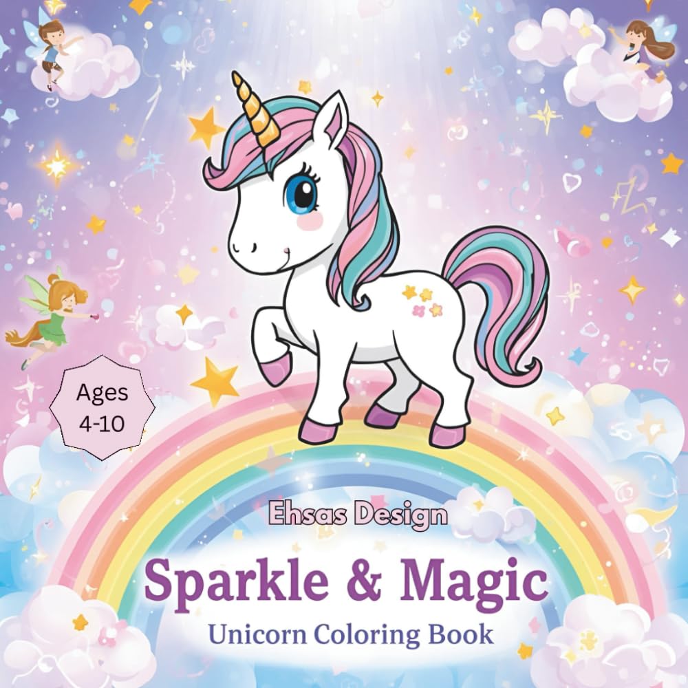Sparkle & Magic Unicorn Coloring Book Ages 4–10: Fun & Enchanting Unicorn Coloring Pages for Kids | Cute, Creative, and Magical Designs