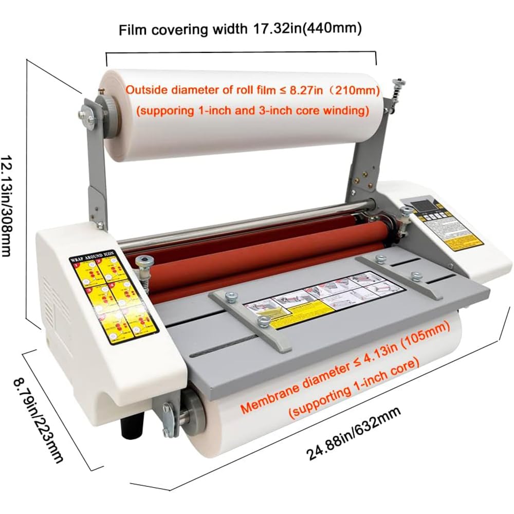 Maszyna do laminowania na gorąco i na zimno, regulowana od 0 do 180 ℃, jednostronna i dwustronna laminator termiczny, 9 regulowanych prędkości biegu, 4 rolki wyświetlacza cyfrowego A2+ Laminator, do