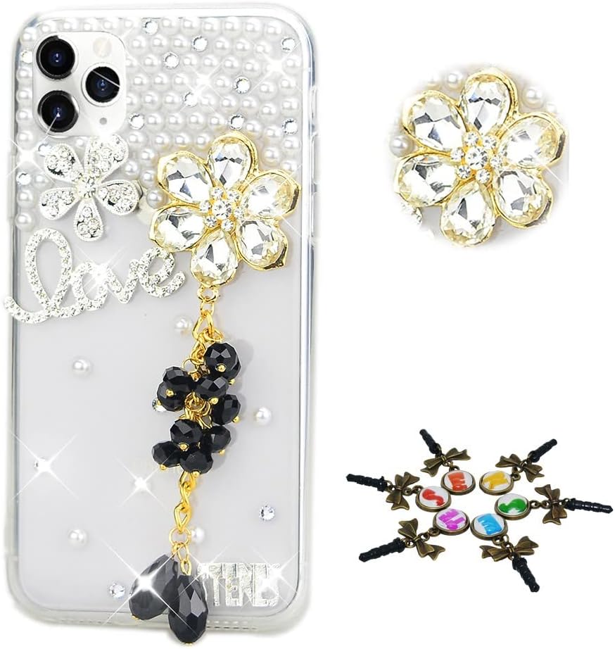 STENES Sparkle Case Compatible with Nokia G100 Case - Stylish - 3D Handmade Bling Crown Sexy Lips Girls High Heel Flowers Rhinestone Crystal Diamond Design Girls Women Cover - Gold