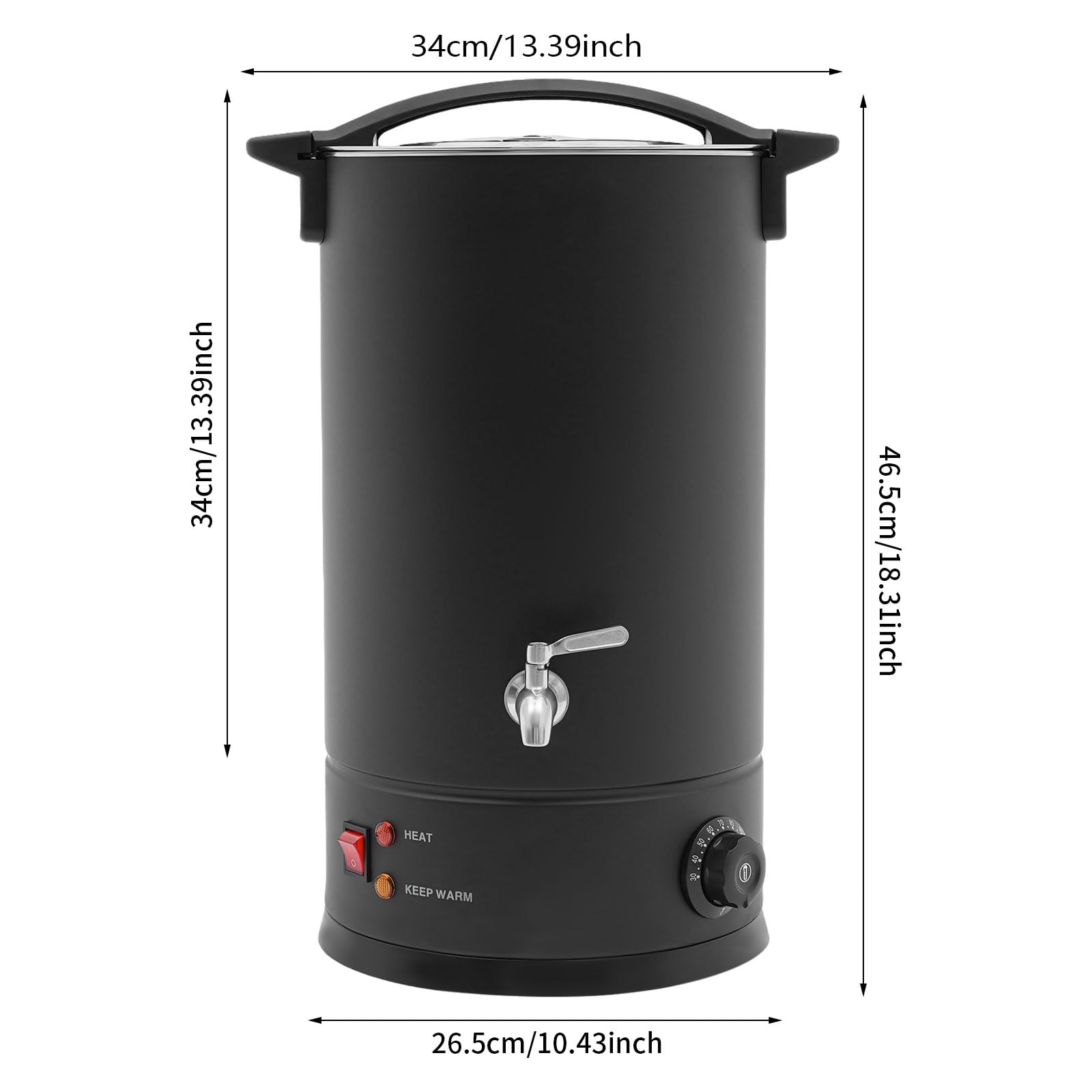 aefxNika Wachsschmelzofen 15L 1800W, Wachs Schmelzgerät 30-110°C Edelstahl | Wachsschmelzgerät für Kerzenherstellung & Kosmetik, 1800W Heizleistung, spritzabweisende Griffe, inkl. EU-Stecker & Handbuch