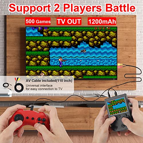 Retro Handheld Game Console, 500 Games Portable Hand Held Video Game For Kids & Adult Classical Fc Games With 3.0-Inch Screen Rechargeable Battery Handheld Gaming Two Players Support For Tv #TOP2