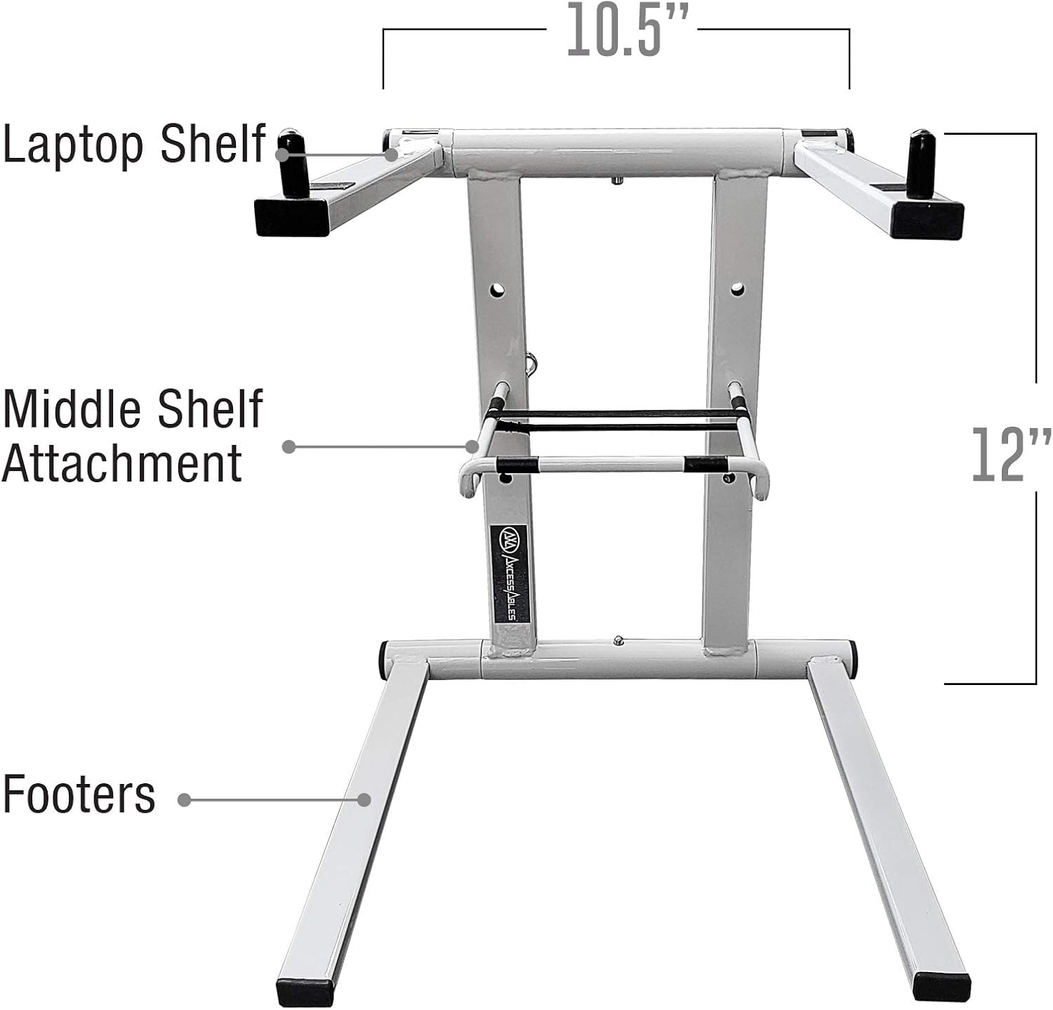 AxcessAbles Portable Folding Laptop Stand with Bag | Elevated MacBook Stand for Home Office, Music Production, Gaming, DJ Controller | No Assembly Required (White)