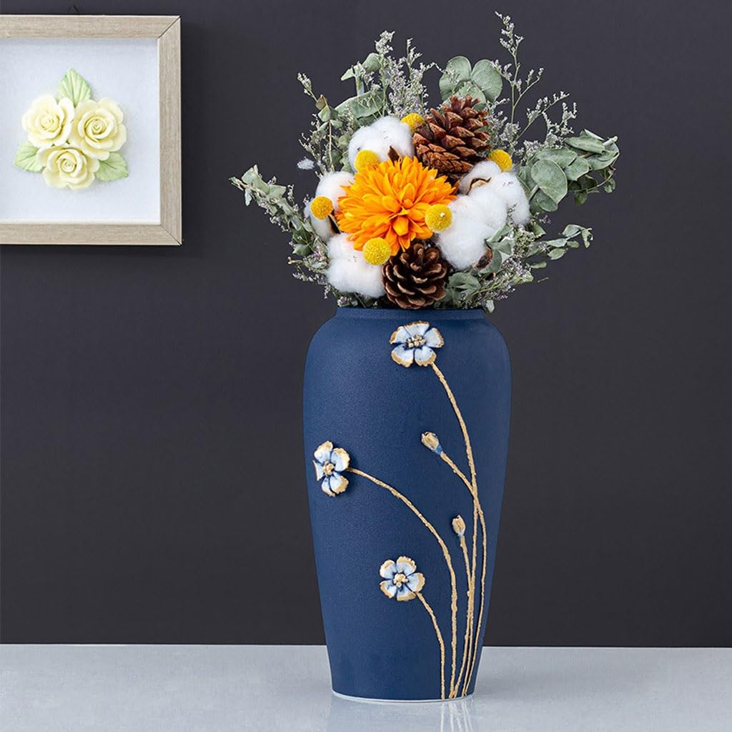Wazon na kwiaty chiński kreatywny ceramiczny duży wazon suszony kwiat porcelana urządzenie kwiatowe kwiaty salon ganek ozdoby dekoracje do salonu(A)