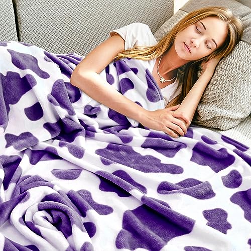 Image of Purple Throw Blanket for Bed, Lavender Soft Fleece Blanket for Women, Girls, Teens | Lightweight Bedding & Couch Accessories, Purple Gifts for Birthday, Holidays 50 inchx60 inch