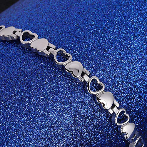 Pongnas Ms. Hollow Love Heart Titanium Magnetic Magnetic Bracelet Adjustable #TOP6