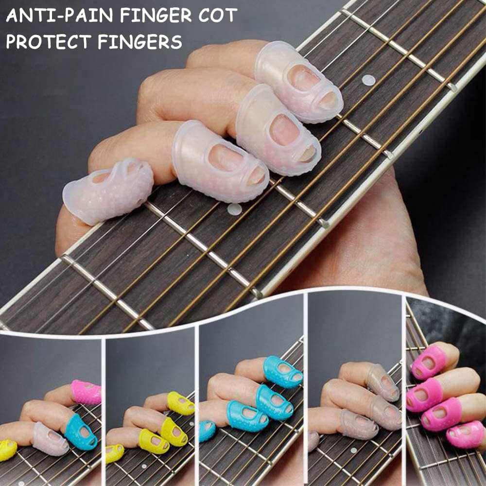 Protège Doigt Guitare - 30PCS Antidérapants 5 Tailles pour Débutants Guitare Ukulélé