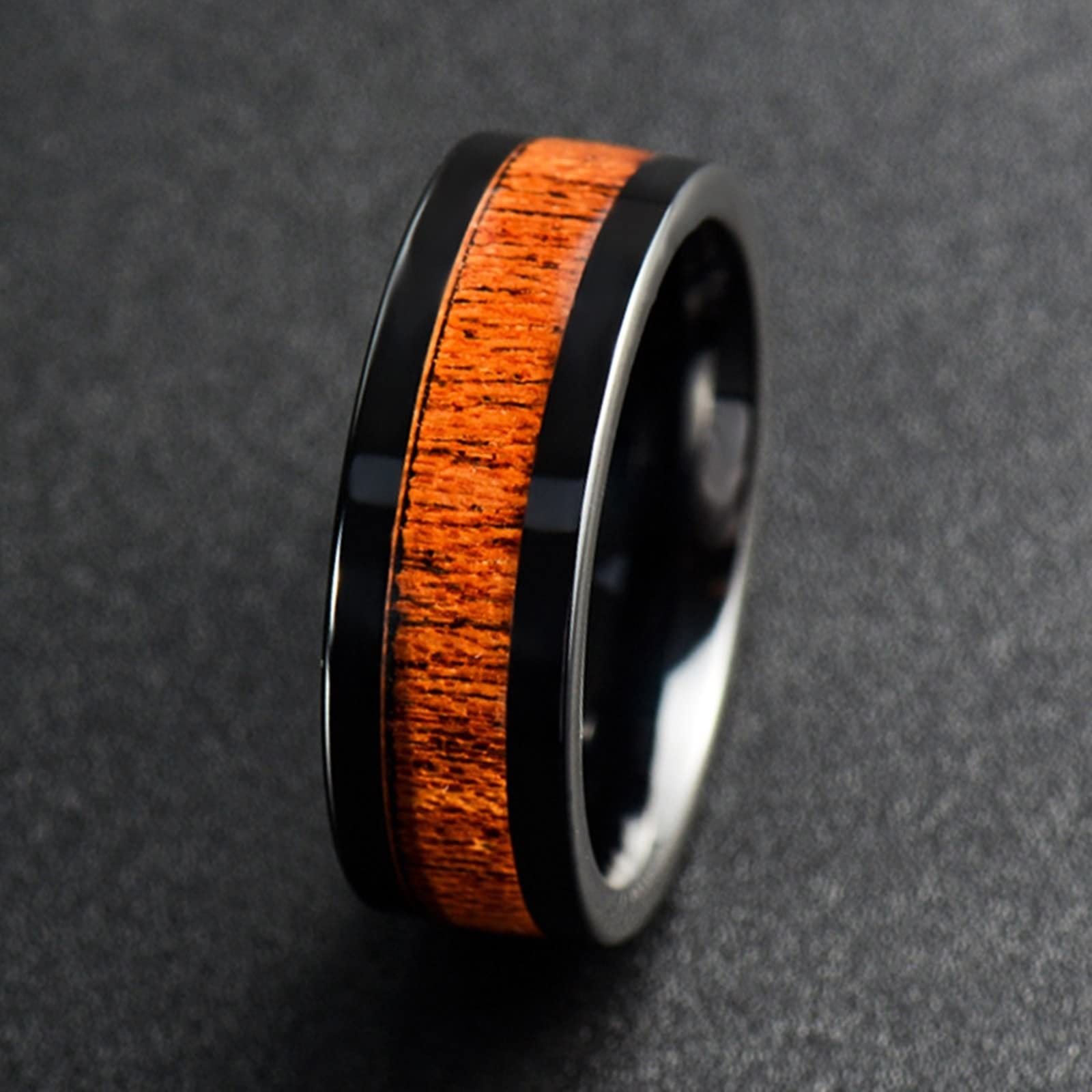 Collares a juego de San Valentín, collar de promesa de pareja, collar de tungsteno para pareja, 8 mm, anillo negro, incrustaciones de madera, regalos para mujer