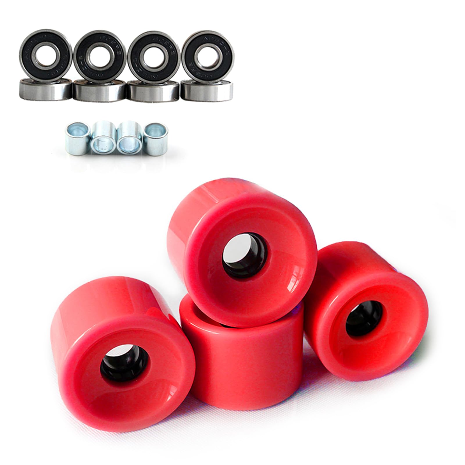 Lot de 4 roulettes souples avec roulements pour longboards 78A