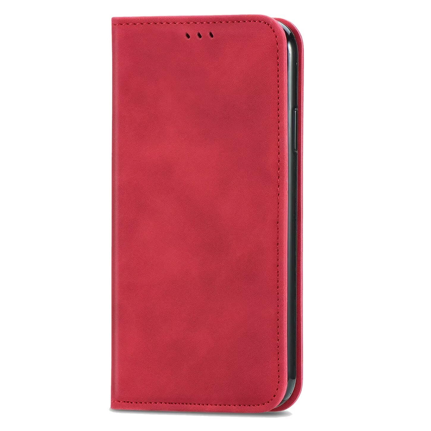 ILING Case for Sony Xperia 1 VI, Premium Leather PU Skin Wallet Cover Retro Flip Folio Shockproof Case with Card Slots, Kickstand, Magnetic Close, RFID Blocking (Red)