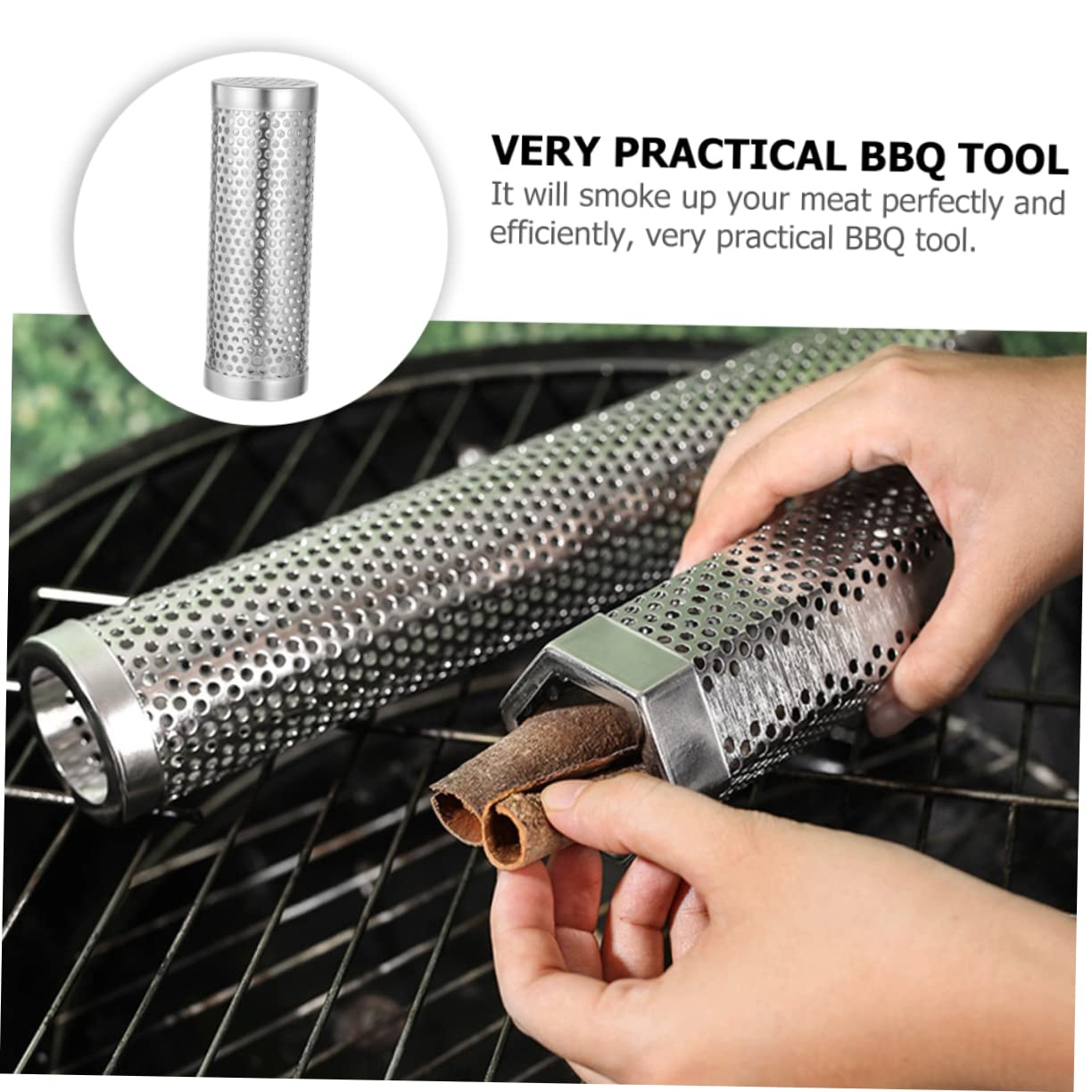 Mipcase 3pezzi Tubo per Affumicatura Acciaio Inossidabile Utensile Pratico per Barbecue Resistente e Facile da Pulire per Uso Quotidiano e Grigliate all Aperto