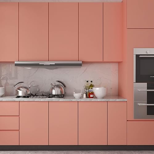 Miniatura 5 de YENHOME Papel tapiz rosa coral, papel tapiz de despegar y pegar para dormitorio, cocina, papel adhesivo rosa autoadhesivo para escritorio, armario,